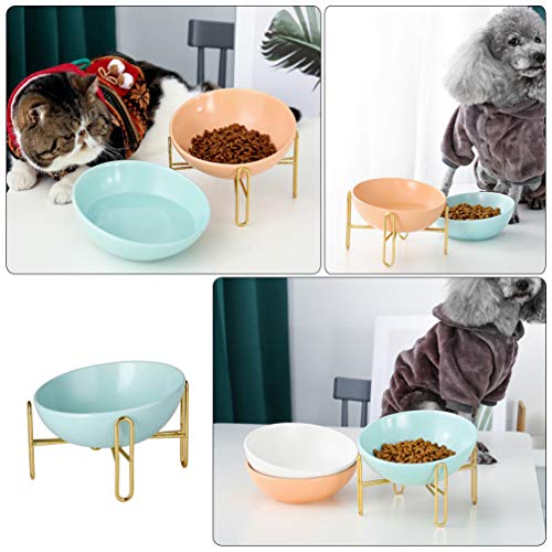  Balacoo Ceramic Water Bowl Ceramic Pet Food Bowl Cat Feeding Dishes With Stand Elevated Cat Bowl For Protective Cat Dog Neck Water Feeder Bowl (15X15CM 300ML) Ceramic Cat Bowls