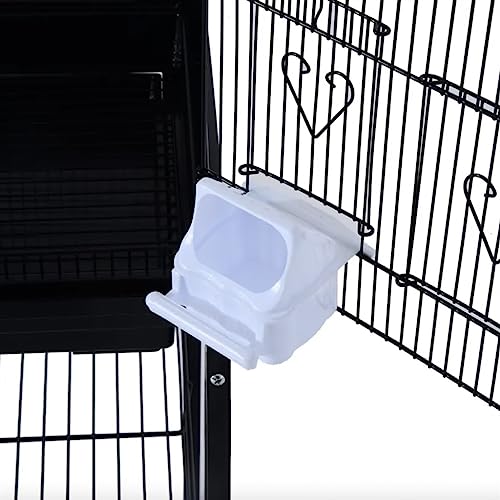  ACQUIRE 63" Metal Indoor Birdcage Starter Kit With Removable Rolling Stand, Storage Basket And Accessories Black Birdcage