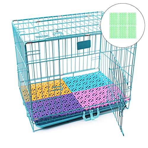  POPETPOP Hamster Accessories Rabbit Cage Mat- Foot Pads Hole Splice Feet Pad Anti- Scratching Water Leak Holder In Cages Dog Cat Rabbit Mats (6pcs Random Color) Green Bedding