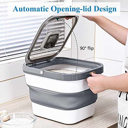  DricRoda Collapsible Dog Food Storage Container Cat Pet Food Storage Container Bin For Pet, Kitchen Rice Box With Airtight Lid Push-type Storage Bin Foldable Flour Bucket Moisture-proof Grain Storage