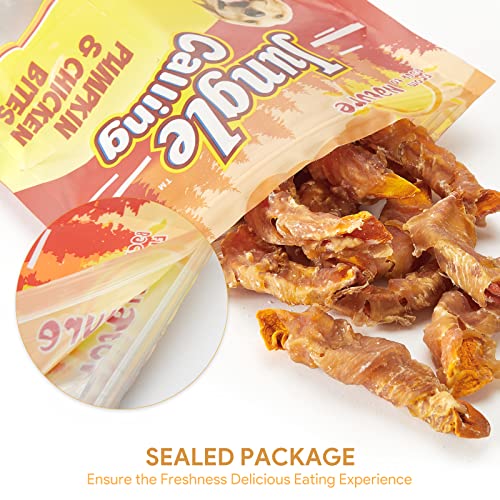  Jungle Calling Natural Chicken Wrapped Pumpkin Dog Treats, Rawhide Free Healthy Chews For Puppy, Gluten And Grain Free Dog Snacks, 11oz