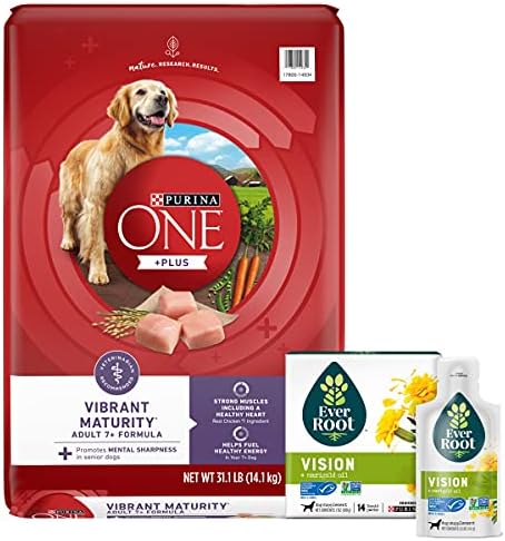 Purina ONE High Protein Dry Senior Dog Food Plus Vibrant Maturity Adult 7 Plus Formula - 16.5 Lb. Bag