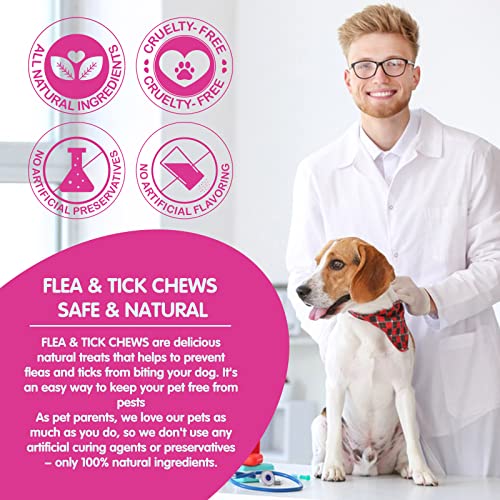  Flea And Tick Prevention For Dogs Chewables Tablets - Natural Flea And Tick Supplement For Dogs - Flea And Tick Chews For Dogs - Oral Flea Pills For Dogs - All Breeds And Ages (120 PCS)