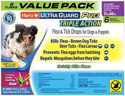  Hartz UltraGuard Pro Topical Flea & Tick Prevention For Dogs And Puppies, 31-60 Lbs 6 Monthly Treatments
