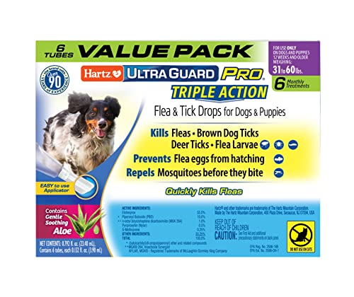  Hartz UltraGuard Pro Topical Flea & Tick Prevention For Dogs And Puppies, 31-60 Lbs 6 Monthly Treatments