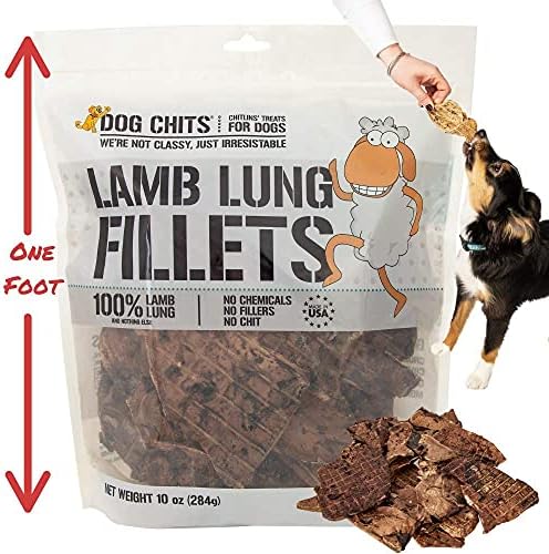  Dog Chits Bison Lung Fillets Dog And Puppy Treats - All Natural Grain And Chemical Free Training Chews - High Protein And Low Fat - Supports Dental Health - Made In The USA - Large 10 Oz Bag