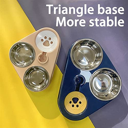  AYENCI Cat Automatic Water, 500ML Dog Bowl Cat Feeder Bowl With Dog Water Bottle Automatic Drinking Pet Bowl Cat Food Bowl Pet Stainless Steel Double 3 Bowl (Color : Navy Blue)