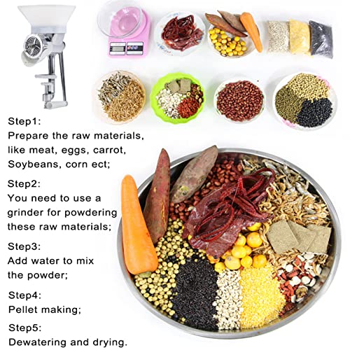  QINTH Manual Pet Dog Cat Fishing Bait Feed Maker, Animal Feed Food Pellet Machine, Including 4/5/6/7/8mm Molds, DIY Pet Feed Processing Tool