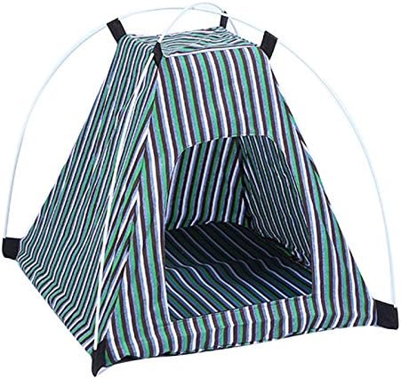  SONGBIRDTH Removable Washable Dog Cat Kennel Foldable Striped Pattern Cattery Pet Tent Nest,Breathable Cotton Blend,Removable Easy To Clean Yellow