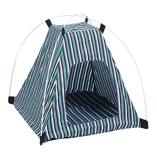  SONGBIRDTH Removable Washable Dog Cat Kennel Foldable Striped Pattern Cattery Pet Tent Nest,Breathable Cotton Blend,Removable Easy To Clean Yellow