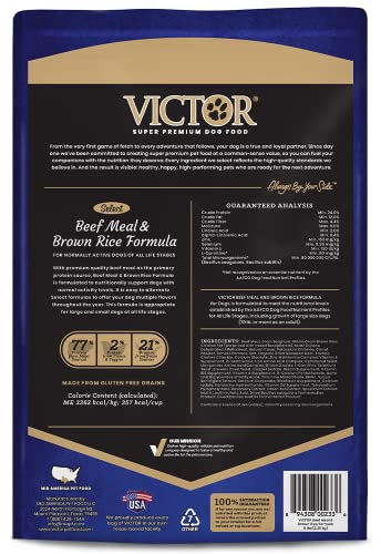  Victor Super Premium Dog Food – Select - Beef Meal & Brown Rice Formula – Gluten Free Beef Meal Dry Dog Food For All Normally Active Dogs Of All Life Stages, 5 Lbs