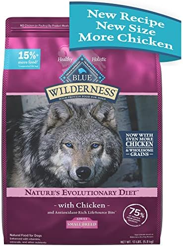  Blue Buffalo Wilderness High Protein Natural Small Breed Adult Dry Dog Food Plus Wholesome Grains, Chicken 13 Lb Bag