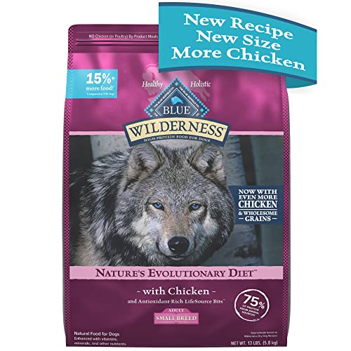  Blue Buffalo Wilderness High Protein Natural Small Breed Adult Dry Dog Food Plus Wholesome Grains, Chicken 13 Lb Bag
