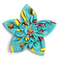  The Worthy Dog Fast Food Fest Hamburger Hotdog Fries Taco Pattern Designer Collar Flower Fashion Accessories For Pets Cat Dogs - Blue Color-Small