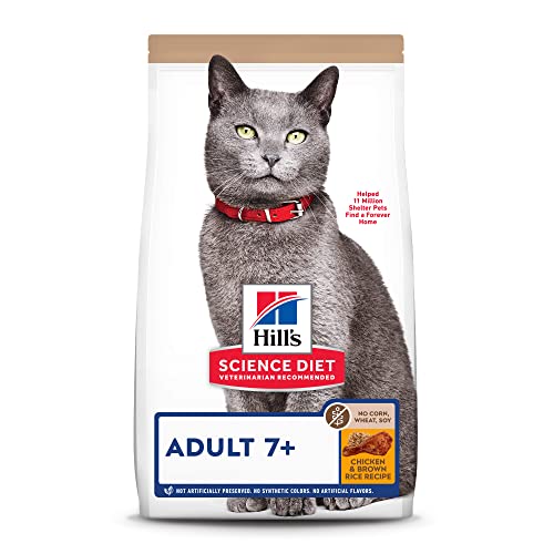  Hill's Science Diet Senior 7+ No Corn, Wheat Or Soy Dry Cat Food, Chicken Recipe, 7 Lb. Bag