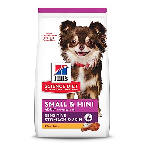  Hill's Science Diet Dry Dog Food, Adult, Small & Mini Breeds, Sensitive Stomach & Skin, Chicken Recipe, 4 Lb. Bag
