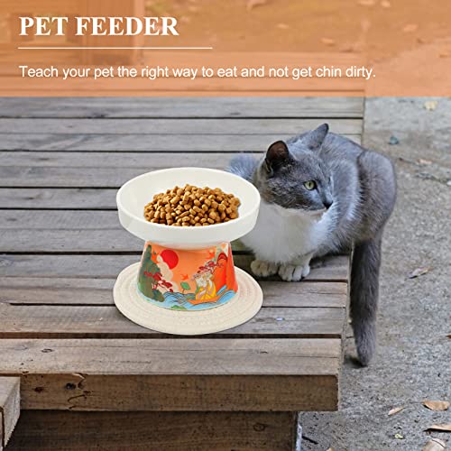  Hemobllo Neck Protection Pet Feeding Bowl Ceramic Food Bowl Dog Cat Food Container