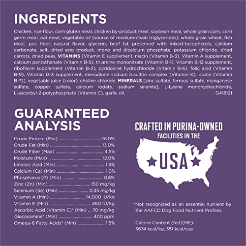  Purina ONE High Protein Dry Senior Dog Food Plus Vibrant Maturity Adult 7 Plus Formula - 16.5 Lb. Bag