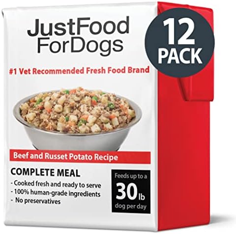  JustFoodForDogs Pantry Fresh Dog Food, Human Grade Lamb & Brown Rice (12 Pack)