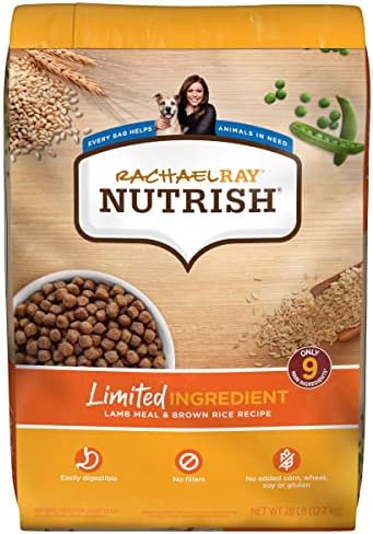  Rachael Ray Nutrish Limited Ingredient Lamb Meal & Brown Rice Recipe, Dry Dog Food, 14 Pound Bag (Packaging Design May Vary)