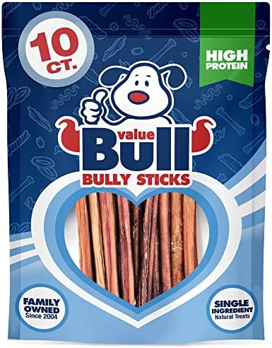  ValueBull Bully Sticks For Small Dogs, Extra Thin 6 Inch, 200 Count - All Natural Dog Treats, 100% Beef Pizzles, Single Ingredient Rawhide Alternative