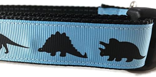  Dinosaur Dog Collar, Caninedesign, Green, T-Rex, Stegosaurus, Triceratops, 1 Inch Wide, Adjustable, Nylon, Medium And Large (Large 15-22")