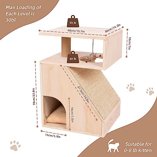  Cat Beds For Indoor Cats - Large Cat Cave For Pet,Cat House With Dangling Ball,Cat Scratching Pad And Post,Furniture Style,Hidden Kitty Cabinet,Cat Enclosure For Cats