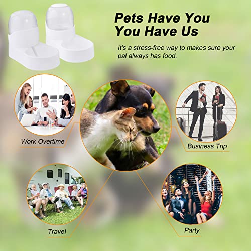  Lemtrflo Automatic Dog Cat Feeder And Water Dispenser Set,Gravity Dog Feeder And Waterer Set With Pet Food Bowl, 4L Capacity Cat Food Dispenser And Water Dispenser,Self Feeding Station For Dogs Cats