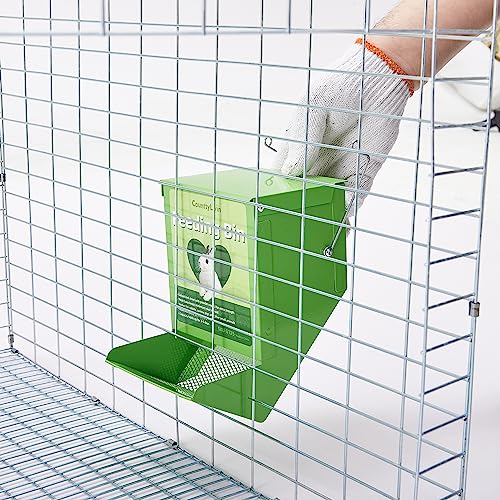  CounttyLivin Metal Small Animal Feeder With Lid, Heavy Duty Rabbit Feeder, Large Capacity Rabbit Food Dispenser, Great For Rabbit, Guinea Pigs, Chinchillas And Other Small Animals. (4.6 Inch, Green)