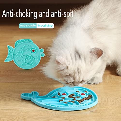  AYENCI Cat Automatic Water, Pet Slow Food Bowl Licking Pad Slow Food Device Cat Bowl Dog Bowl Dog Lick Pad Pet Bowl Dog Bowl Pet Feeder (Color : Goldfish - Blue)