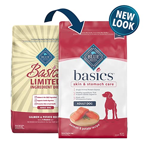  Blue Buffalo Basics Skin & Stomach Care, Natural Adult Dry Dog Food, Salmon & Potato 24-lb