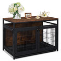  Waiirek 37.4in Heavy Duty Wooden Large Furniture Dog Crate Indoor End Side Table With 3 Doors, Decorative Furniture Stylish Dog Kennel Cage Inside 37.4" L X 22" W X 25.6" H