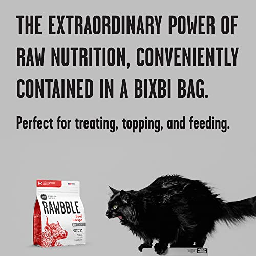  BIXBI Rawbble Freeze Dried Cat Food, Beef Recipe, 10 Oz - 97% Meat And Organs, No Fillers - Pantry-Friendly Raw Cat Food For Meal, Treat Or Food Topper - USA Made In Small Batches