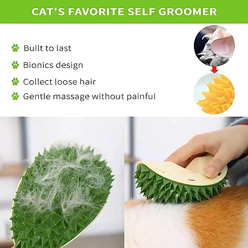  ZOVALI Durian Multifunctional Toys,Durian Cat Scratcher, Cat Scratcher Durian Comb, Massaging And Removing Floating Hair Cat Dog Mint Toys (Green+Yellow)