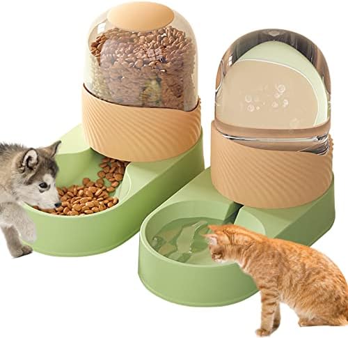  Lemtrflo Automatic Dog Cat Feeder And Water Dispenser Set,Gravity Dog Feeder And Waterer Set With Pet Food Bowl, 4L Capacity Cat Food Dispenser And Water Dispenser,Self Feeding Station For Dogs Cats