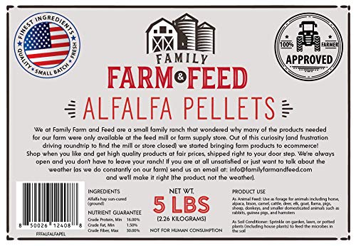  FAMILY FARM AND FEED | Alfalfa Hay Food | Small Pet | Young And Adult | Pellets | 5 Pounds