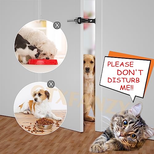 Adjustable Cat Door Holder Latch - 2PCS Black Pet Door Latch Made Of Durable Metal - Cat Door Alternative To Keep Dogs And Kids Out Of Rooms, Litter Boxes And Food, No Measuring, Easy To Install