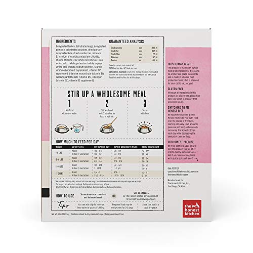  The Honest Kitchen Human Grade Dehydrated Grain Free Turkey Cat Food 4 Lb - Grace