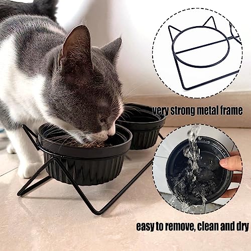  XINGTS Elevated Cat Bowls,Ceramic Raised Cat Food Bowl,15°Tilted Cat Feeding Bowls Elevated,Anti Vomiting Cat Bowls For Indoor Cats,Perfect For Cat And Small Dog Food And Water Bowl Dishes Set