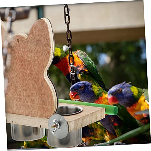  EVANEM 2 Pcs Food Cup Parakeet Perch Squirrel Feeders Comida Para Periquitos Bird Feeder With Mirror Bird Feeding Dish Cups Bird Hanging Water Feeder Bird Grinding Perch Parrot Feeder Pet (Color : As