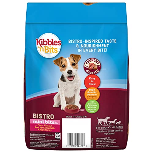  Kibbles 'N Bits Bistro Oven Roasted Beef Flavor Small Breed Mini Bits Dry Dog Food, 3.5 Pound Bag (Pack Of 4)