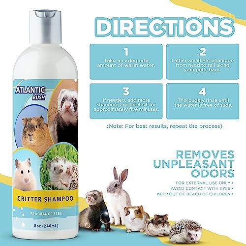  Critter Shampoo For Small Pets - 8oz Small Animal Fragrance Free Shampoo - Pet Shampoo For Small Critters Including Ferrets, Guinea Pigs Ferrets, Hedgehogs, Sugar Gliders, Rabbits, And Hamster