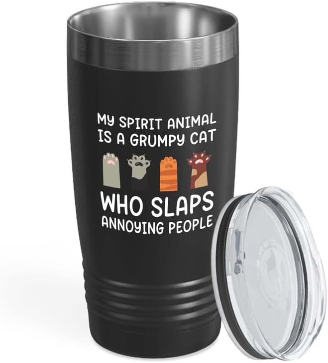  Flairy Land Cat Lady Black Tumbler 20oz - Appreciate Felines -Cat Paw Cat Parents Cat Mama Cat Lover Kitties Purr Feline Mom
