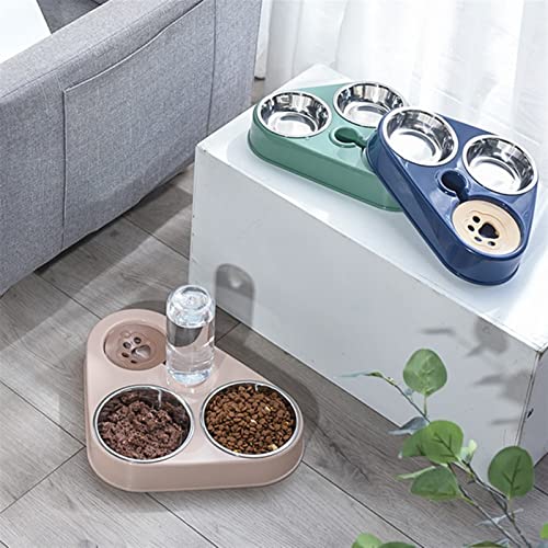  AYENCI Cat Automatic Water, 500ML Dog Bowl Cat Feeder Bowl With Dog Water Bottle Automatic Drinking Pet Bowl Cat Food Bowl Pet Stainless Steel Double 3 Bowl (Color : Navy Blue)