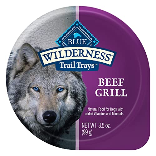 Blue Buffalo Wilderness Trail Trays High Protein, Natural Adult Wet Dog Food Cups, Beef Grill 3.5-oz (Pack Of 12)