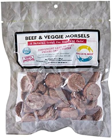  Fresh Is Best - Freeze Dried Healthy Raw Meat Treats For Dogs & Cats - Beef & Veggie Morsels