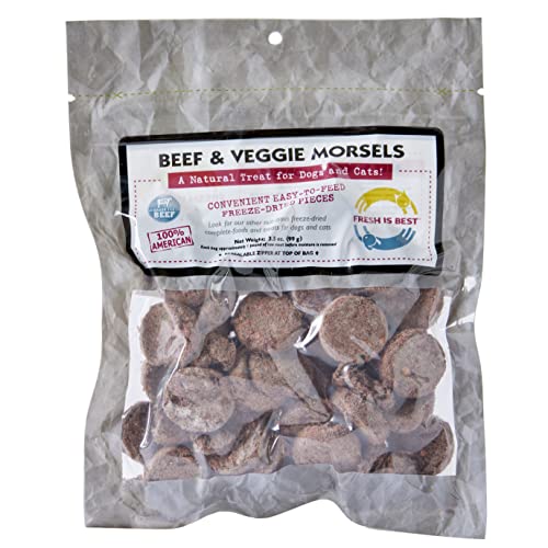  Fresh Is Best - Freeze Dried Healthy Raw Meat Treats For Dogs & Cats - Beef & Veggie Morsels