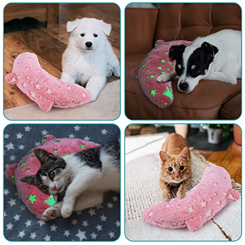  POMESEA Pet Pillow For Dogs, Glow In The Dark Soft Dog Neck Pillow, U-Shaped Pillow For Cat And Dog, Machine Washable Pet Calming Toy, Joint Relief Sleeping Improve For Pets (Pink)
