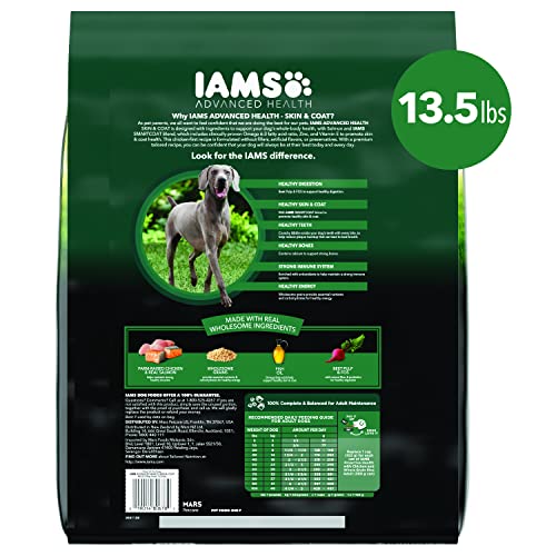  IAMS Advanced Health Skin & Coat Chicken And Salmon Recipe Adult Dry Dog Food, 13.5 Lb. Bag