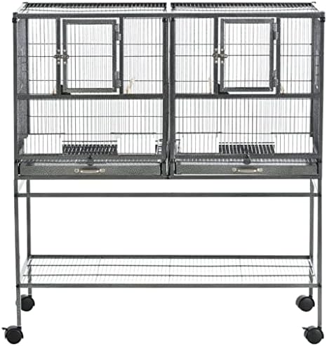  ACQUIRE Metal Bird Cage For Finch Canaries Parakeets Cockatiels With Rolling Stand, Removable Metal Tray, Wood Perch